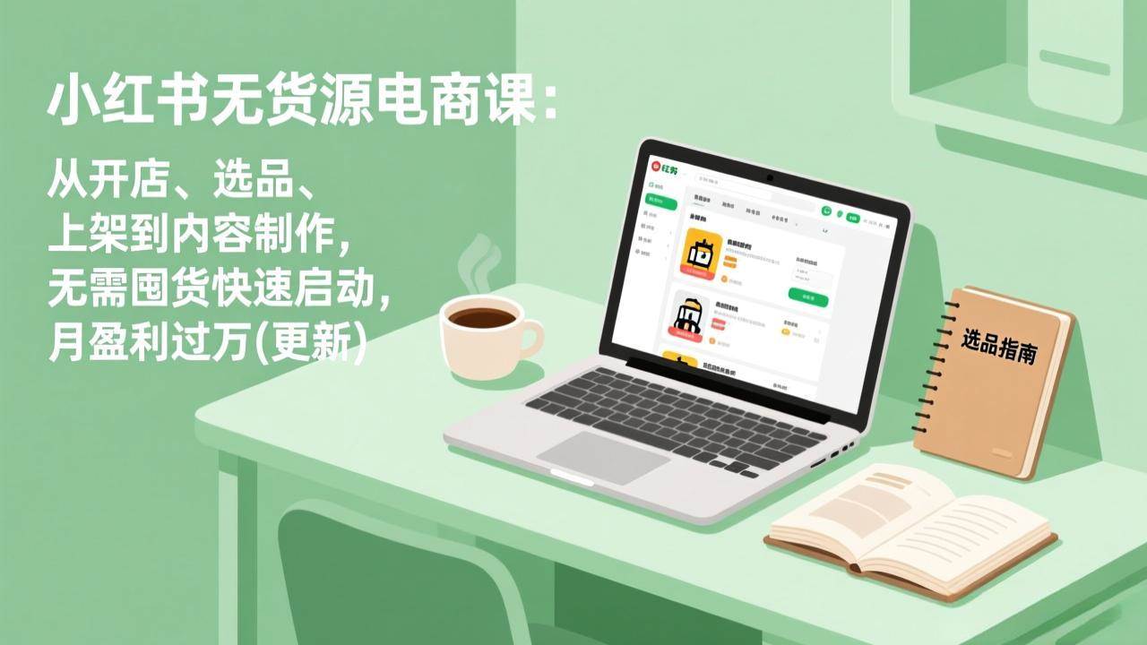 （19512期）小红书无货源电商课(7月更新)：从开店、选品、上架到内容制作，无需囤货快速启动，月盈利过万-集课