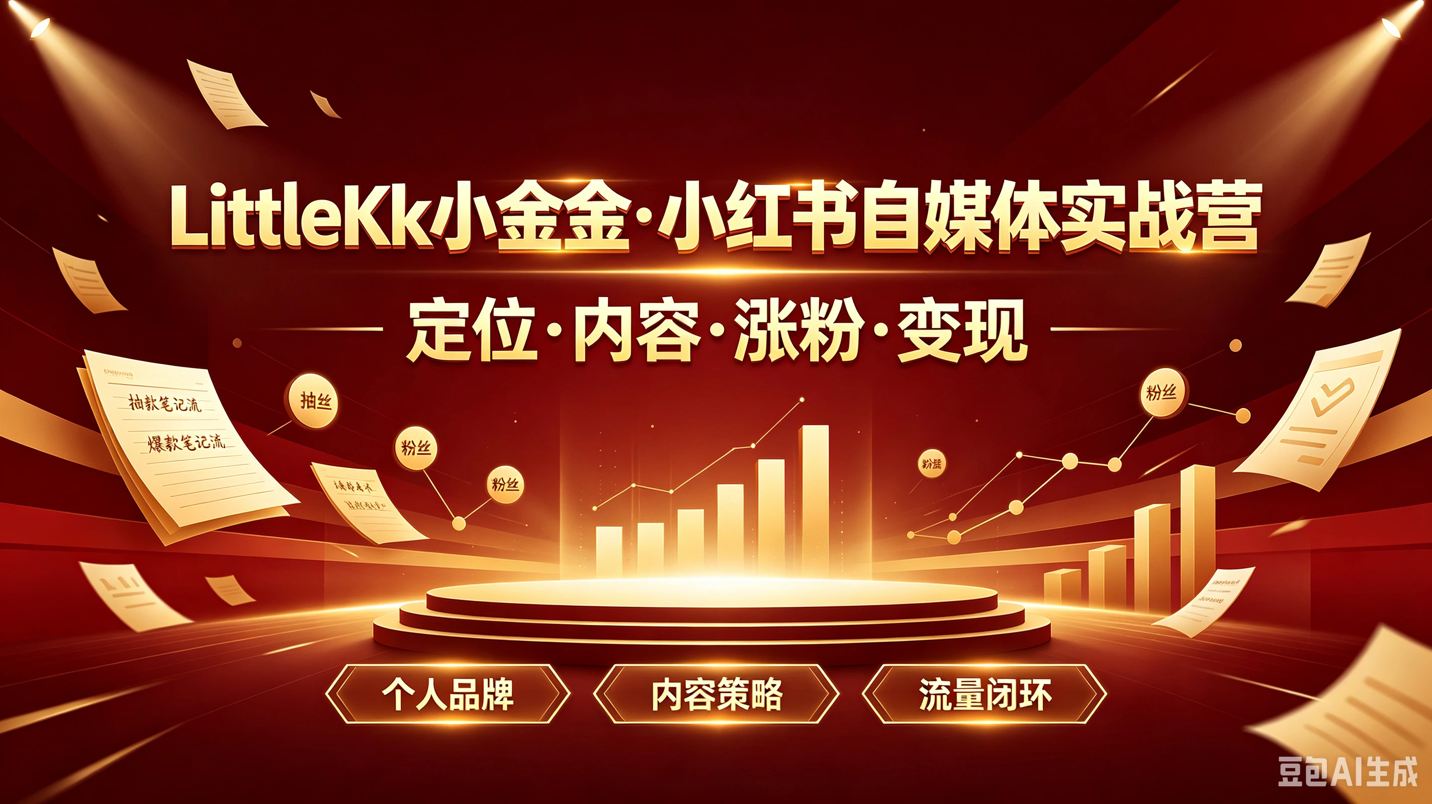 【精】LittleKk小金金·小红书自媒体实战营一定位·内容·涨粉·变现，个人品牌、内容策略、流量闭环-集课