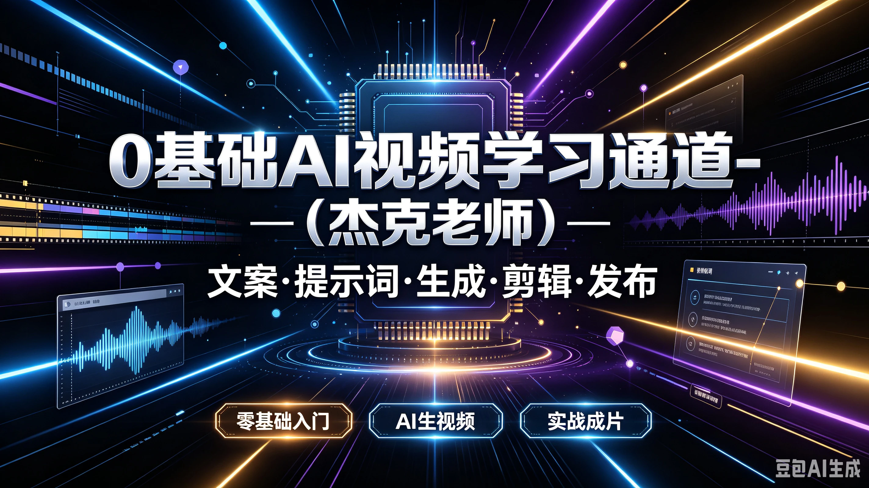 【精】O基础AI视频学习通道一（杰克老师）一文案·提示词·生成·剪辑·发布，零基础入门、AI生视频、实战成片-集课