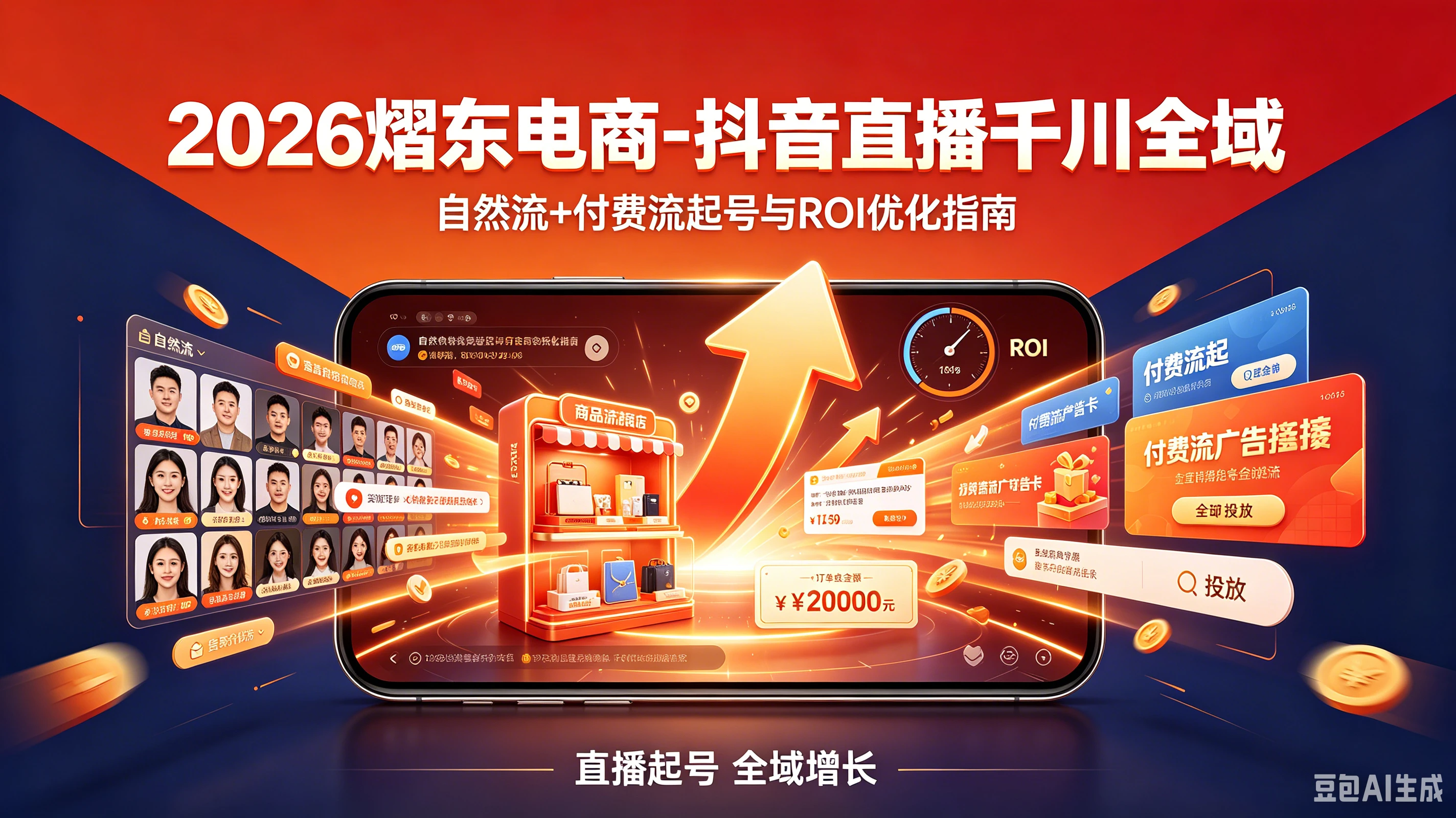 【精】2026熠东电商-抖音直播千川全域：自然流+付费流起号与ROI优化指南(26年5月15-19日)-集课