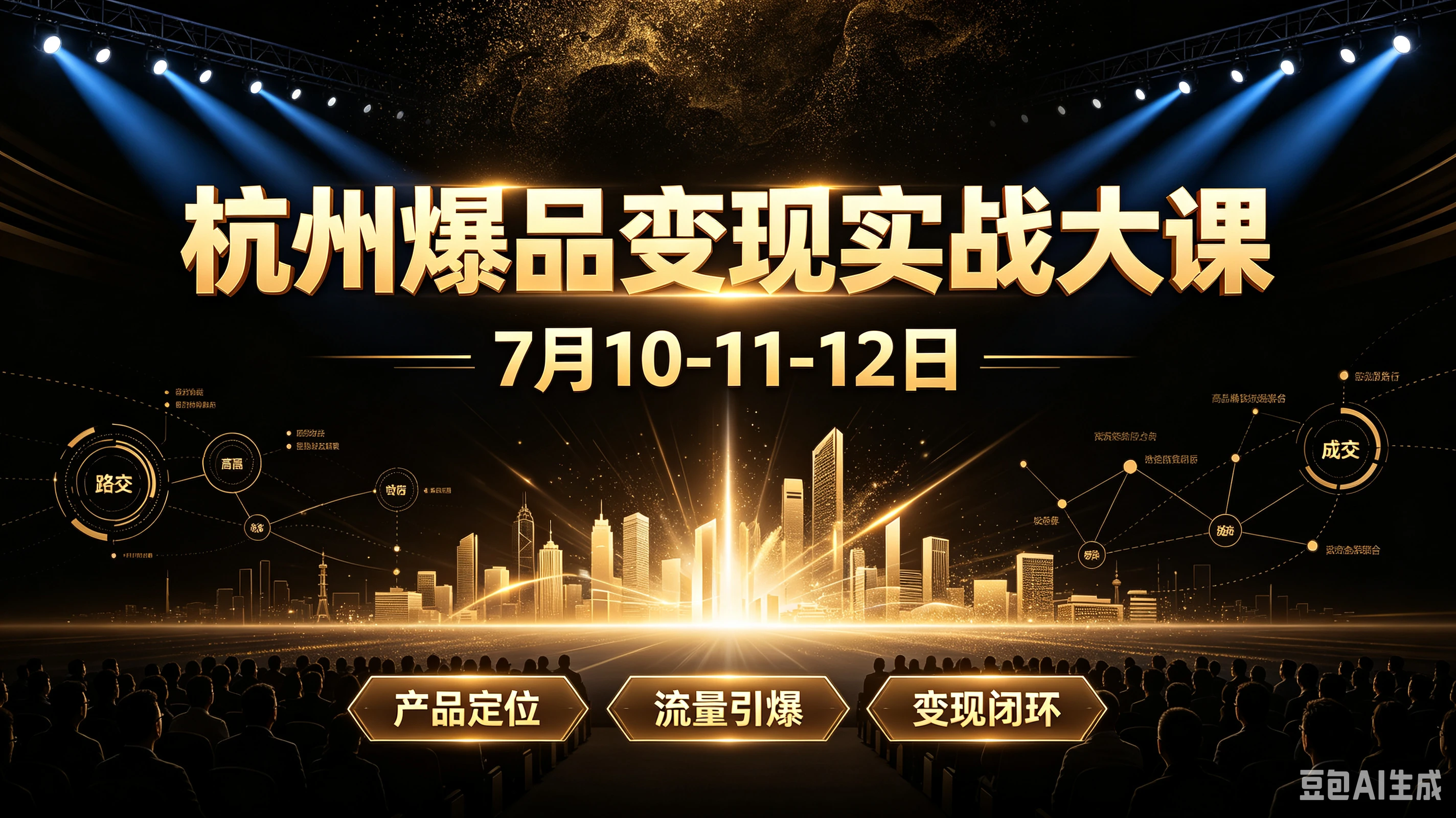 【精】杭州爆品变现实战大课，7月10－11-12日，产品定位、流量引爆、变现闭环-集课