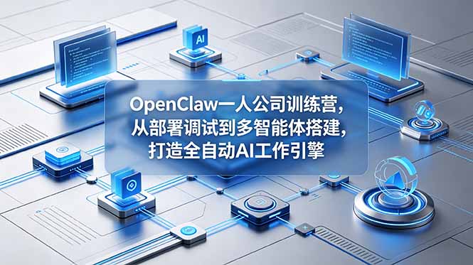 【精】OpenClaw 一人公司训练营，从部署调试到多智能体搭建，打造全自动 AI 工作引擎-集课