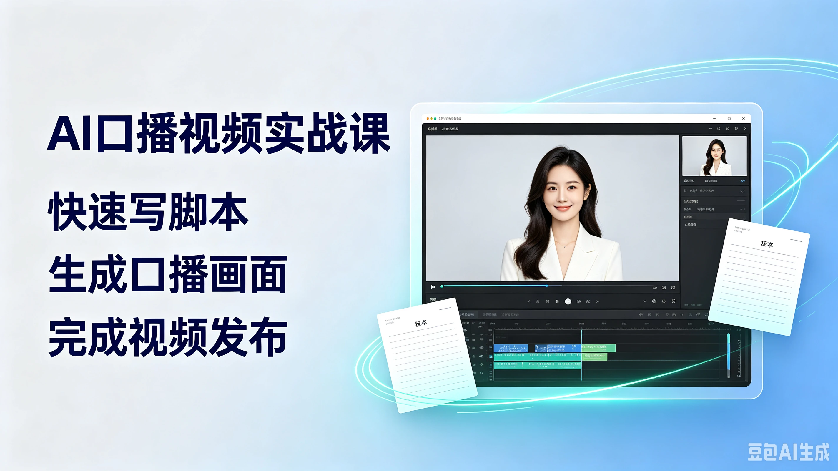 【精】AI口播视频实战课，快速写脚本、生成口播画面、完成视频发布-集课