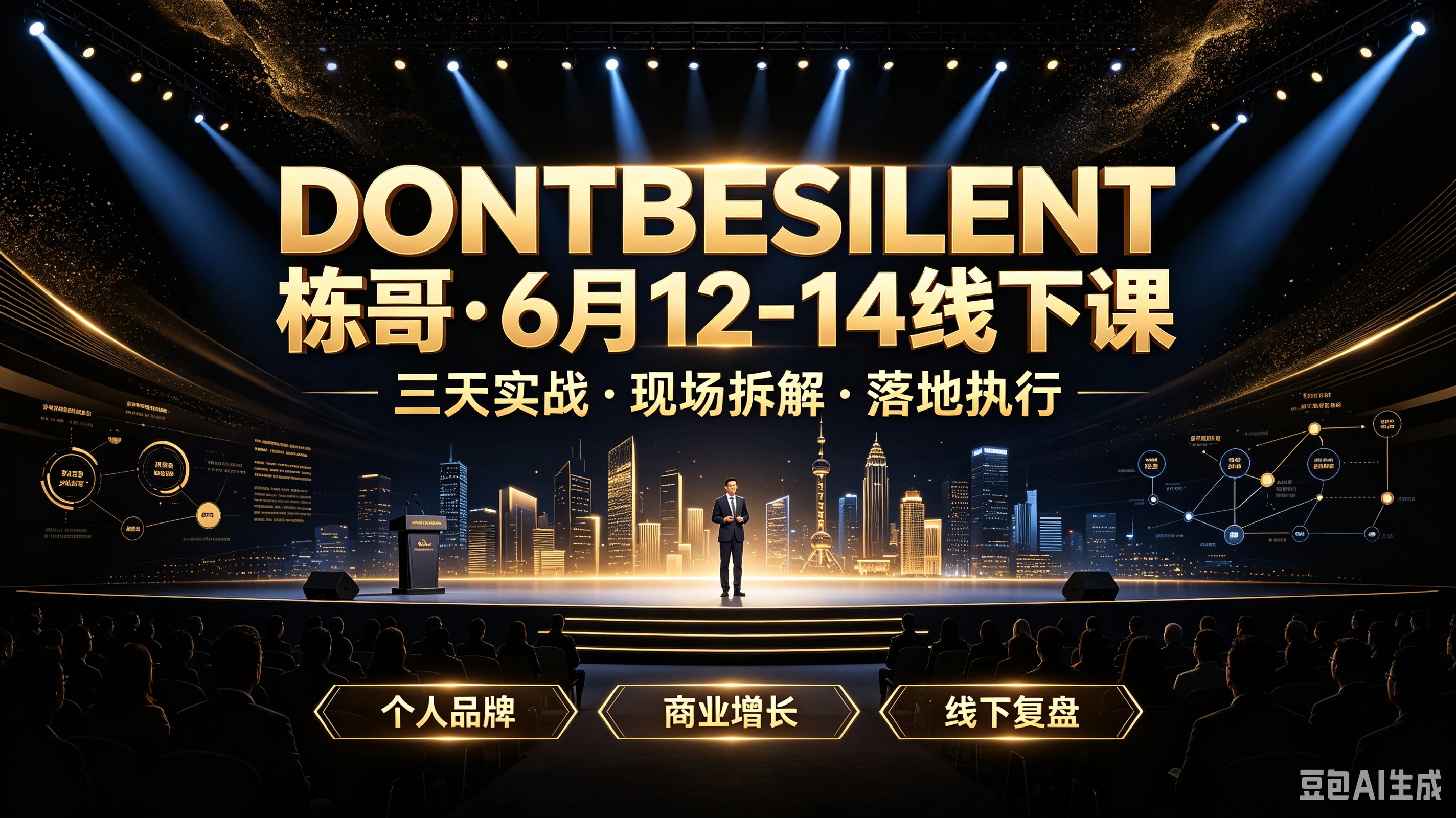 【精】DONTBESILENT栋哥·6月12-14线下课三天实战·现场拆解·落地执行，个人品牌、商业增长、线下复盘-集课