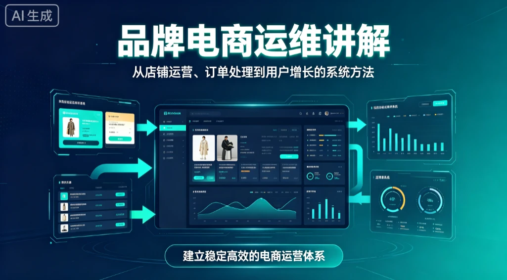 品牌电商运维讲解，从店铺运营、订单处理到用户增长的系统方法-集课