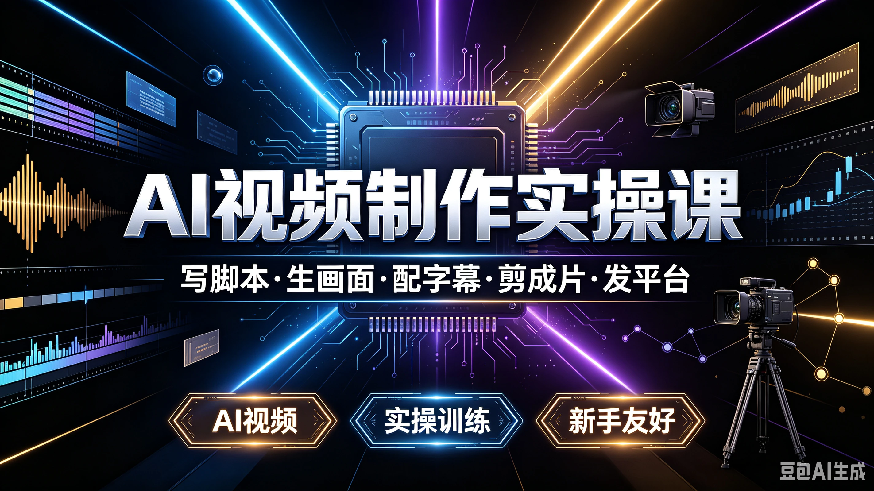 【精】AI视频制作实操课写脚本·生画面·配字幕·剪成片·发平台，AI视频、实操训练、新手友好-集课