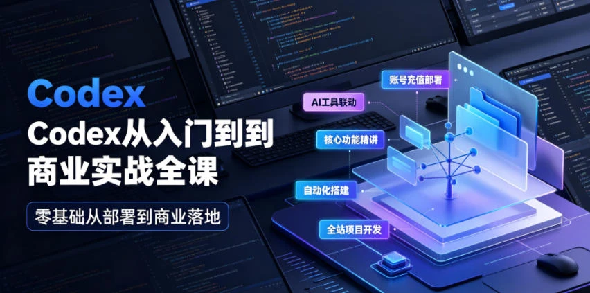 【精】Codex从入门到商业实战全课｜账号充值部署、AI工具联动、核心功能精讲、自动化搭建、全站项目开发零基础教程-集课