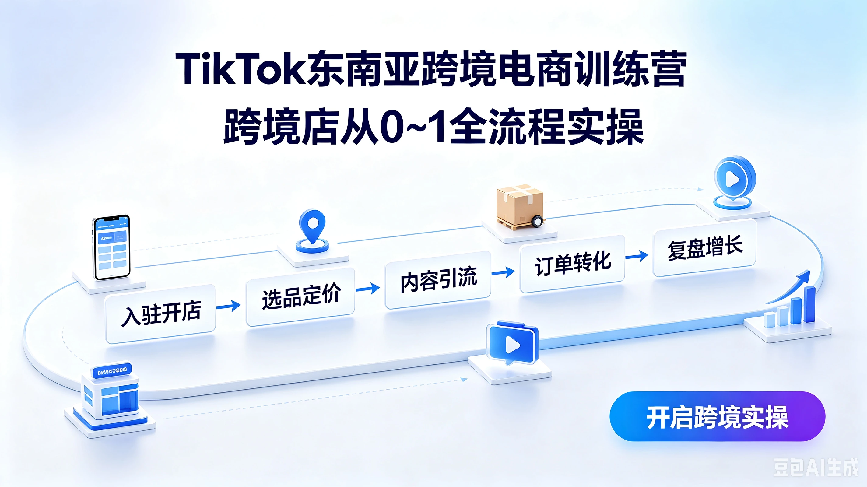 【精】TikTok东南亚跨境电商训练营跨境店从0~1全流程实操，复盘增长、订单转化、内容引流、选品定价、入驻开店-集课
