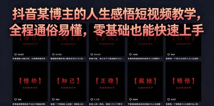 抖音某博主的灰太狼人生感悟短视频教学，全程通俗易懂，零基础也能快速上手-集课