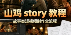 【精】山鸡 story 教程｜故事类短视频制作全流程｜4 节系统课掌握情感故事视频核心技巧-集课